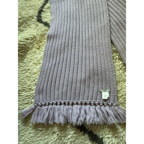 J Crew Wool Scarf Wool new lavender ribbed women’s large fringed - Picture 16 of 16